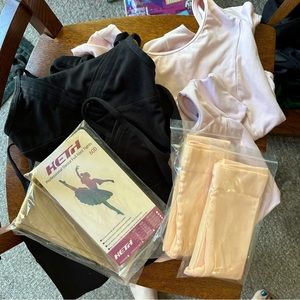 Nutcracker Ballet Kid Girl Bundle Pink Black Leotard Tan Nude Pink Tight 8 10